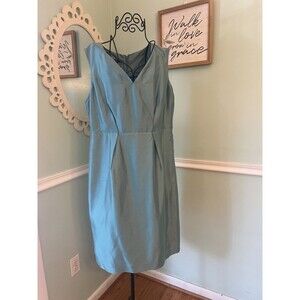 TALBOTS  Dress Women’s 16 Blue Raw Silk Sheath Sleeveless NEW Wedding‎ Cocktail